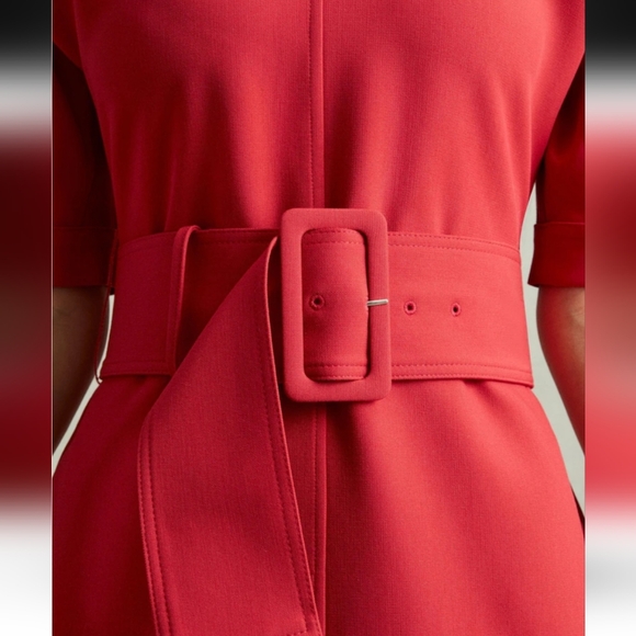 NWT Reiss Naya Belted Midi Dress In Red - Picture 4 of 9